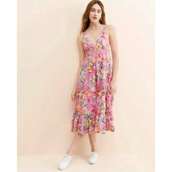 Scotch & Soda Novelty Citrus Print Midi Dress - size 38 (Medium) - Picture 1 of 8